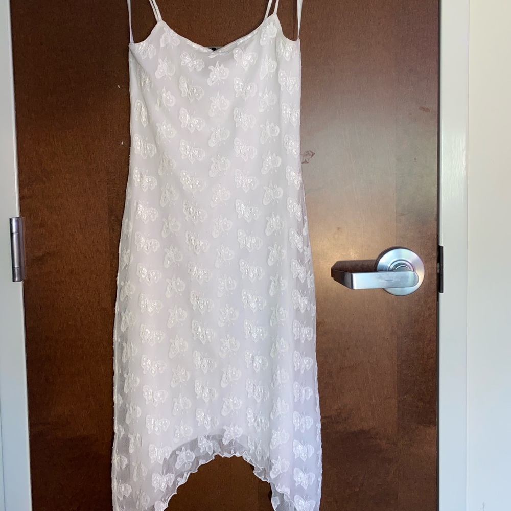 vintage white butterfly midi dress